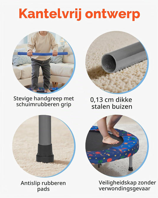 Kindertrampoline 91 cm opvouwbaar met handgreep en antislip poten – mini trampoline – indoor trampoline