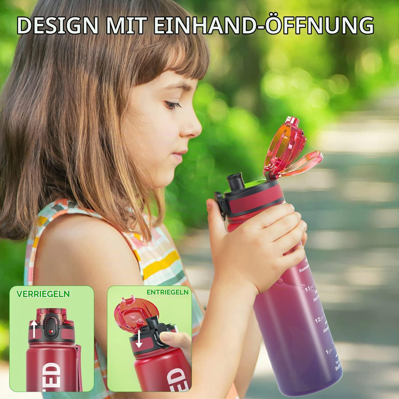 Load image into Gallery viewer, Drinkfles 750 ml BPA-vrij met tijdmarkeringen en lekvrije dop – waterfles – sportfles
