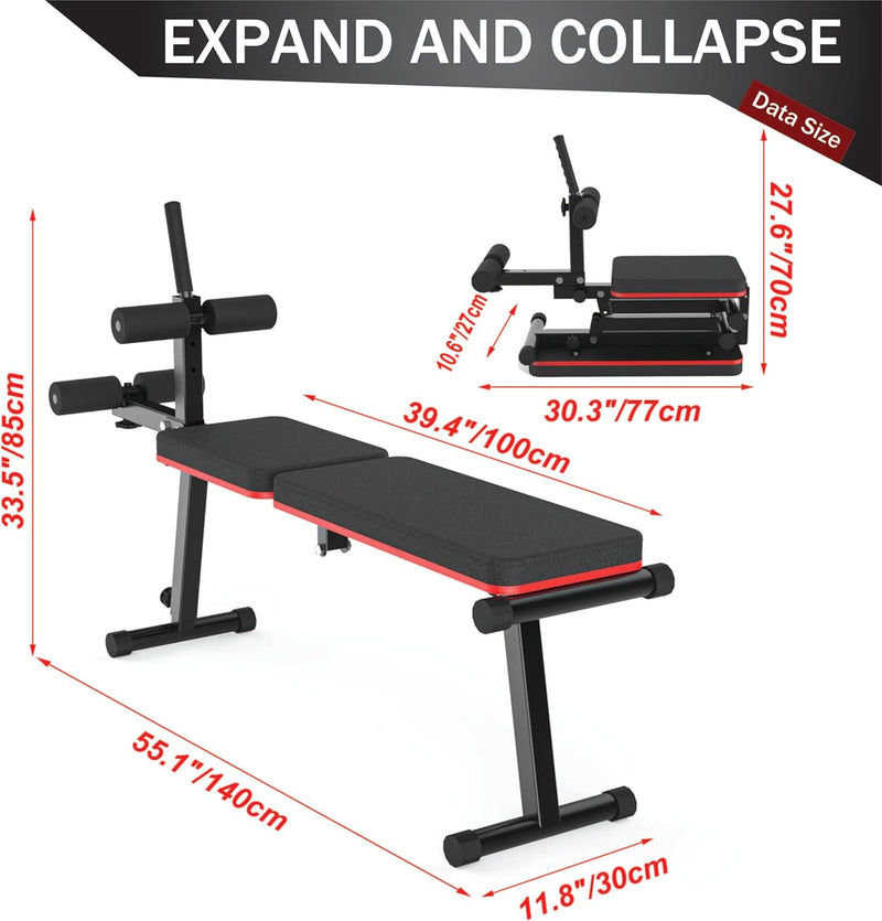 Chargez l'image dans la visionneuse de la galerie, Opvouwbare fitnessbank verstelbaar vlak en decline tot 300 kg – halterbank – trainingsbank
