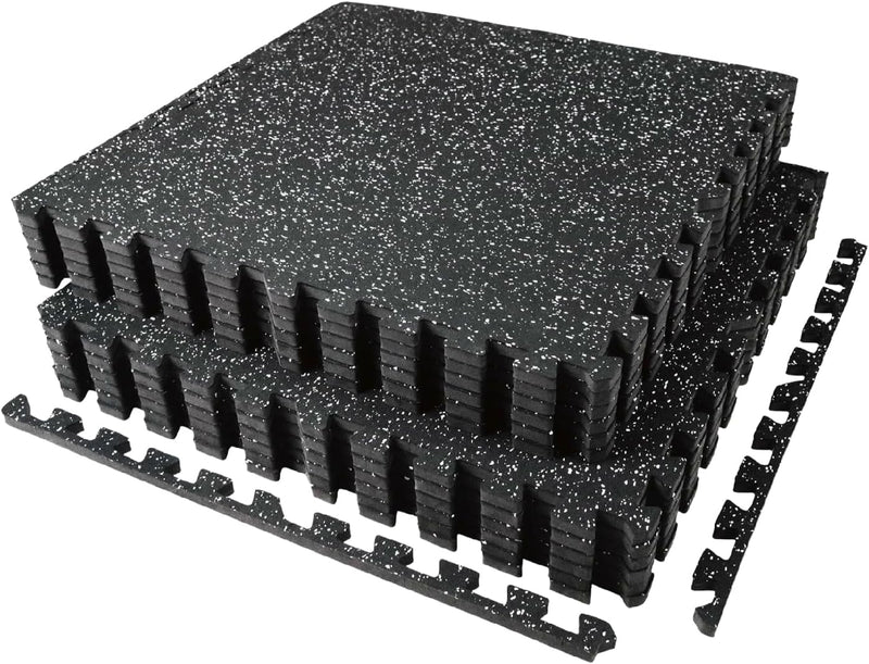 Laden Sie das Bild in Galerie -Viewer, Puzzelmat fitness 12 stuks – 60 x 60 x 1,4 cm – antislip rubber en EVA vloerbescherming voor homegym – zwart/wit

