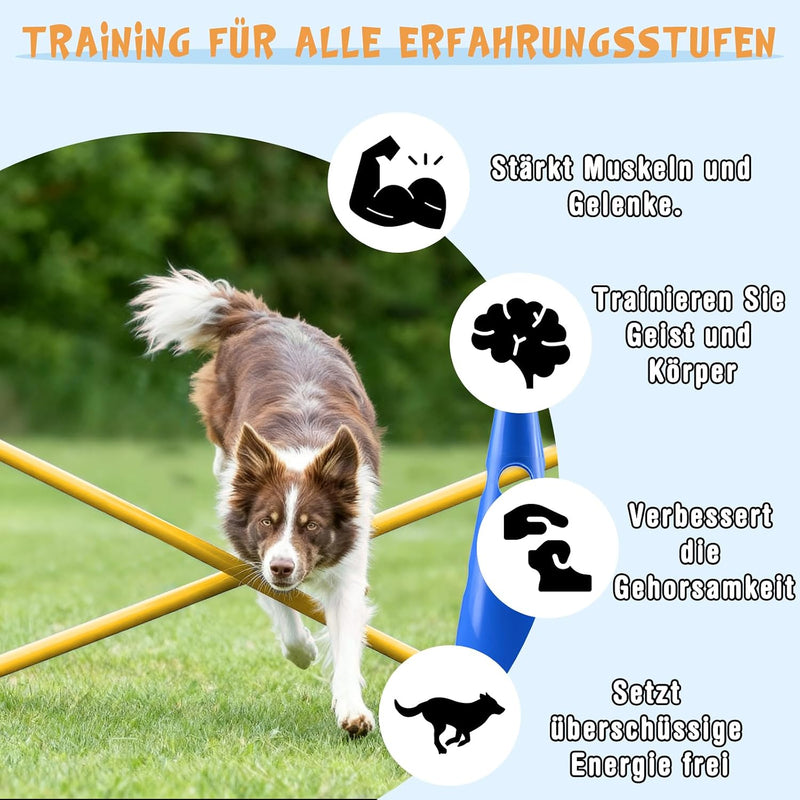 Laad afbeelding in Galerijviewer, Agility hindernisset met 8 kegels en 8 verstelbare stangen – hondentraining – behendigheidsset

