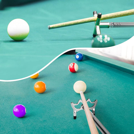 Biljartkeu Uitschuifbare Biljartkeu met 3 stuks Afneembare Messing Brug Hoofd Brug Houder Biljart Accessoires voor Biljarttafel, Snooker, Spel, Wedstrijd (Zilver)