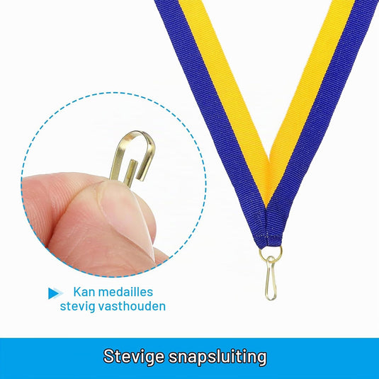 Medaille neklinten 10 stuks 44 x 2,5 cm met klikclip – award linten – sport accessoires