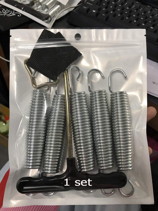 Trampolineveren 5 stuks 140 mm met veertrekker en driehoeksgesp – vervangingsveren – trampoline accessoires