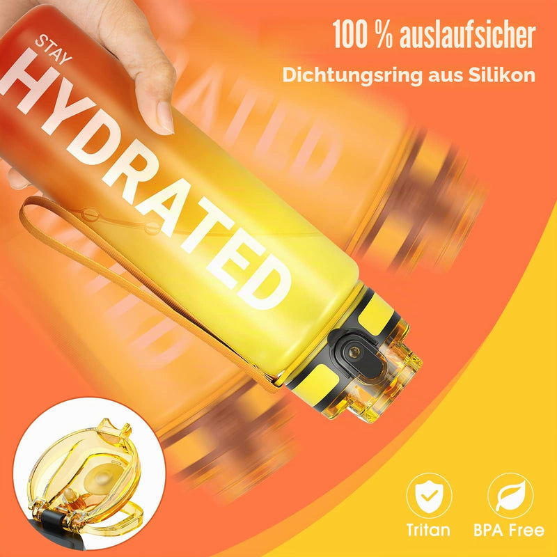 Load image into Gallery viewer, Drinkfles 750 ml BPA-vrij met tijdmarkeringen en lekvrije dop – waterfles – sportfles
