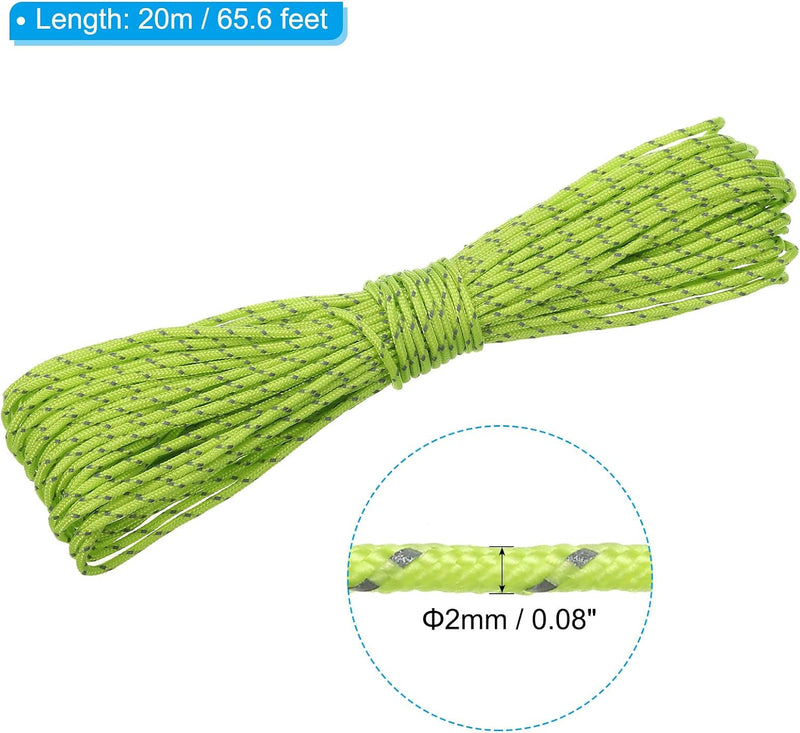 Chargez l'image dans la visionneuse de la galerie, Reflecterend tentkoord 20 meter x 2 mm fluorescerend groen – scheerlijn – camping touw
