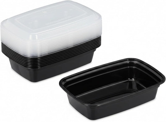 Meal prep bakjes set van 10 stuks 1 liter zwart