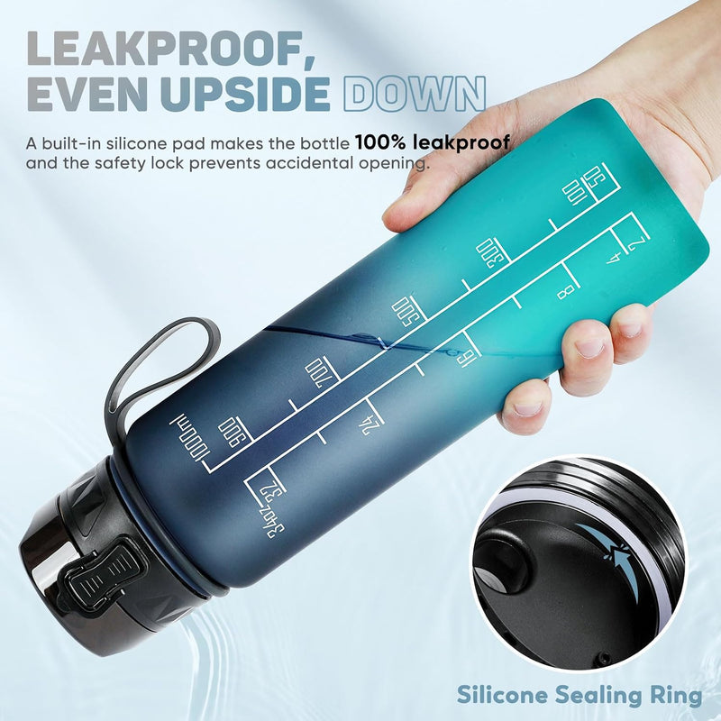 Chargez l'image dans la visionneuse de la galerie, Drinkfles 1 liter BPA-vrij met antislip grip en lekvrije sluiting – waterfles – sportfles
