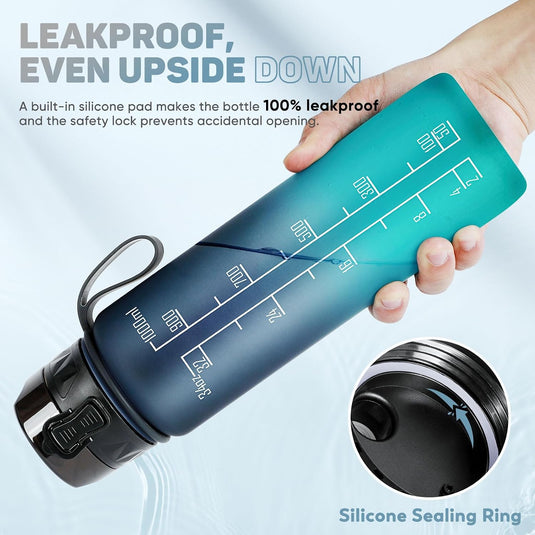 Drinkfles 1 liter BPA-vrij met antislip grip en lekvrije sluiting – waterfles – sportfles