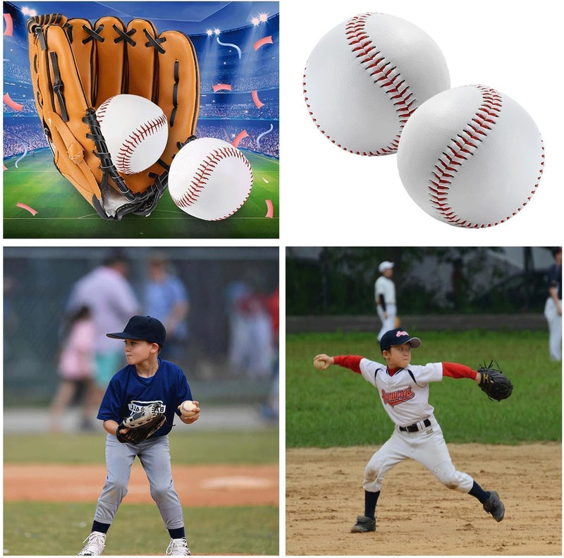 Laden Sie das Bild in Galerie -Viewer, 2 stuks honkbalballen, met de hand genaaid, zachte baseballs, 22,9 cm baseball, PU zachte honkbal, training honkbal, honkbal softbal, voor volwassenen en jongeren
