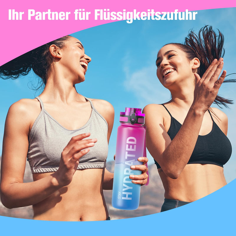 Load image into Gallery viewer, Drinkfles 750 ml BPA-vrij met tijdmarkeringen en lekvrije dop – waterfles – sportfles
