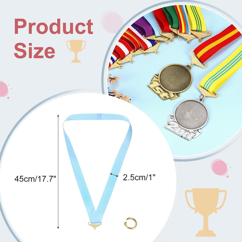 Laad afbeelding in Galerijviewer, Medaille neklinten 12 stuks 45 x 2,5 cm hemelsblauw met klikclip – award linten – sport accessoires
