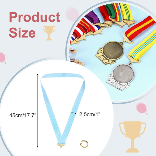 Medaille neklinten 12 stuks 45 x 2,5 cm hemelsblauw met klikclip – award linten – sport accessoires