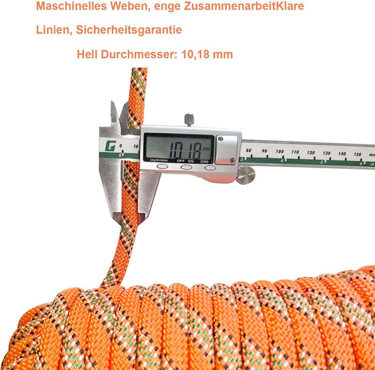 Statisch Touw 30 m x 10 mm met 2 Stalen Haken – Outdoor Touw voor Camping, Wandelen, Vissen en Slepen – Zwart