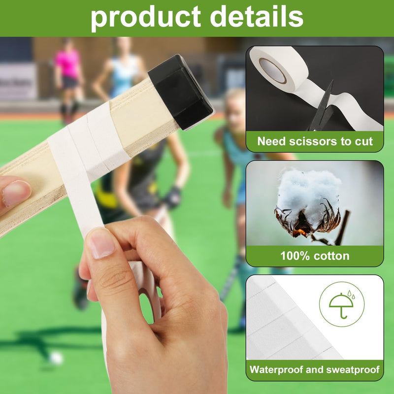 Laad afbeelding in Galerijviewer, PEUTIER 12pcs Lacrosse Stick Tapes, Cotton Lacrosse Tape 1in and 1/2in Non-Precut Hockey Stick Grip Tapes Sweat-Absorbent Lacrosse Stick Grip Tape for Lacrosse Golf Baseball Bats White Bar Cloth Tape
