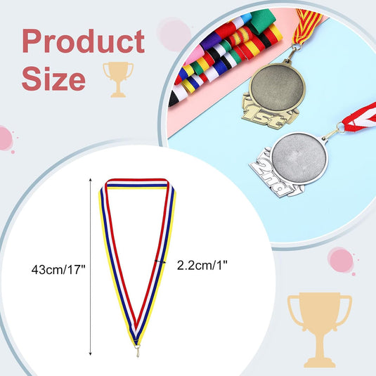 Medaille neklinten 100 stuks 43 x 2,2 cm met klikclips – award linten – sport accessoires
