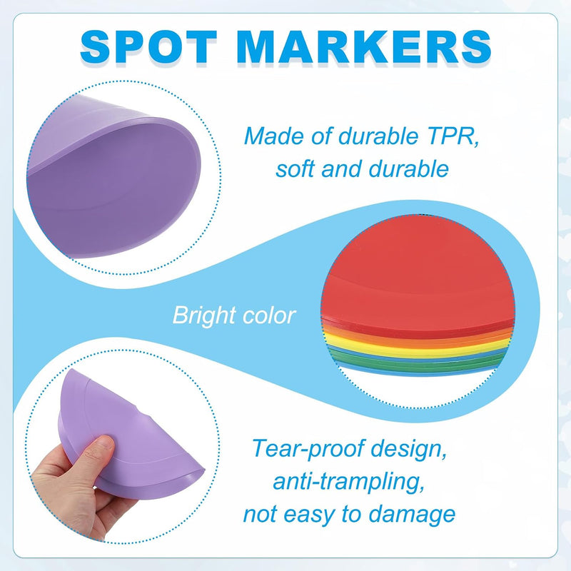 Laad afbeelding in Galerijviewer, Vloermarkers 10 stuks 15,5 cm antislip wit – platte trainingskegels – voetbal basketbal accessoires

