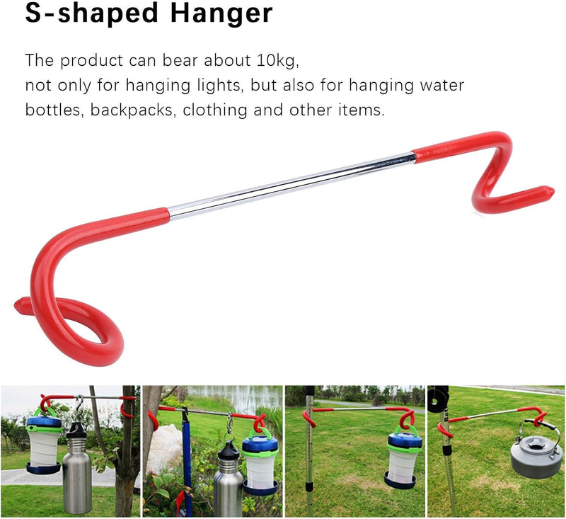 Load image into Gallery viewer, Buachois 3-delige buiten campingtent haak hanger multifunctionele camping lantaarn houder S-vormige lantaarnhaak hanger tweerichtings universele haak voor buiten camping vissen reizen avontuur (rood)
