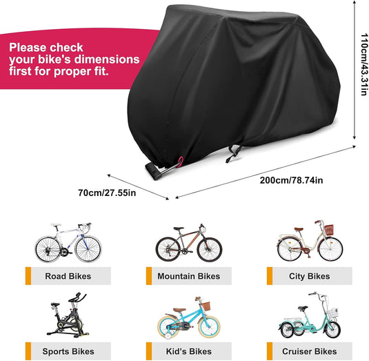 Waterdichte fietshoes,210D Oxford stof waterdichte fietshoezen voor 2 fietsen met slot-gaten opbergtas Winddichte gesp voor buiten Mountainbike Racefiets
