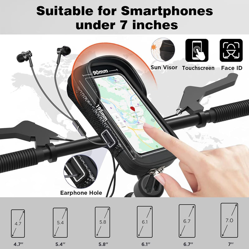 Load image into Gallery viewer, Vitalismo Fiets Telefoonhouder Waterdicht Fietsstuurtas - Fietshouder Smartphone Touchscreen Fietstelefoonhouder Stuurtas Fietstas Stuur 360° Rotatie Regenhoes Opslagruimte voor Telefoon tot 7 inch

