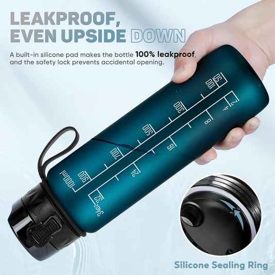 Drinkfles 1 liter BPA-vrij met antislip grip en lekvrije sluiting – waterfles – sportfles