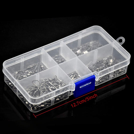 Visserij vat Swivel met Veiligheid Snap Interlock Snaps Hoge Sterkte Tackle, Vissen Swivel Snaps Kit Solid Barrel Swivel met Safty Snap Connector Vismaat 6 # 8 # 10 # 12 # 14 # (100)