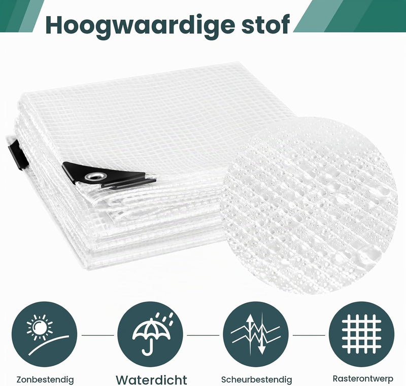 Load image into Gallery viewer, Waterdicht afdekzeil 4 x 6 meter 140 g/m² transparant met ogen – PE dekzeil – beschermzeil
