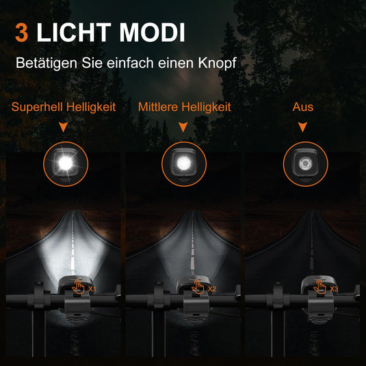 Antimi Fahrradleuchten-Set, StVZO-zugelassen Beleuchtungsset Led IPX5 Frontlicht + Rücklicht Fahrradlicht Set USB Typ C