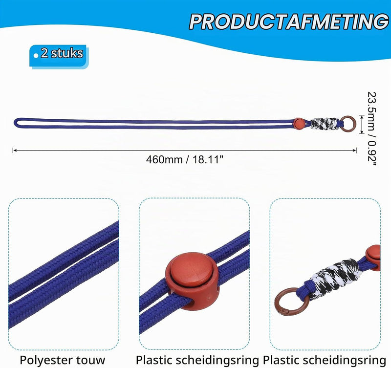 Laad afbeelding in Galerijviewer, Paracord lanyards 2 stuks met sleutelring en clip – gevlochten sleutelkoord – outdoor accessoires
