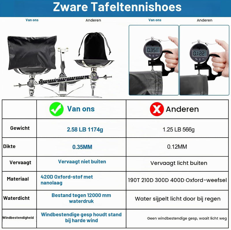 Załaduj obraz w przeglądarce galerii, Pokrowiec ochronny na stół do tenisa stołowego 165 x 70 x 185 cm z tkaniny Oxford 420D z ochroną UV – osłona na stół pingpongowy – ochrona stołu
