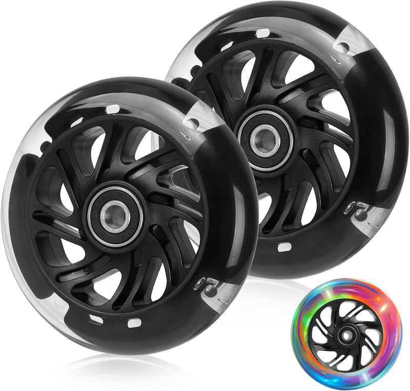 Load image into Gallery viewer, DBREAKS Lichtgevende stuntstep, wielen met ledverlichting, 100 mm, ABEC, 9 kogellagers, hardheid 88A, geschikt voor alle scooters (zwart)
