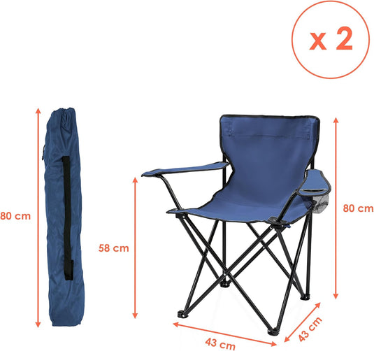 Campingstoelen Opvouwbaar 2 Stuks met Bekerhouder tot 100 kg – Vouwstoel – Kampeerstoel