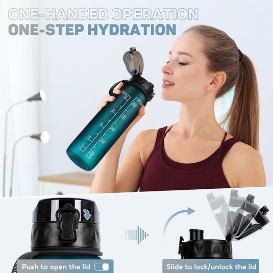 Drinkfles 1 liter BPA-vrij met antislip grip en lekvrije sluiting – waterfles – sportfles