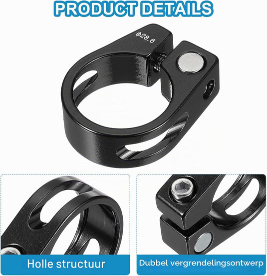 Fiets zadelpenklem 34,9 mm (2 stuks) - Aluminium zitbuis klem - Zadelpen klem mountainbike & racefiets