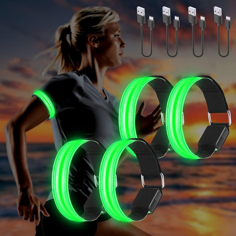 Load image into Gallery viewer, MOLBORY Led-armband, USB, 4 stuks, reflecterende ledband, lichtband, voor kinderen, reflecterende band, licht voor joggen, hardlopen, sport
