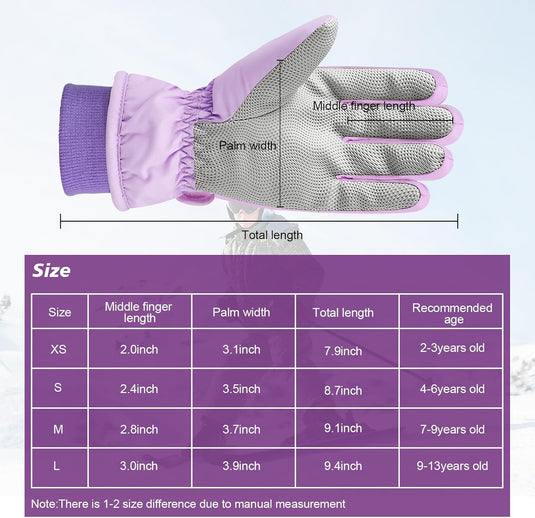 Waterdichte skihandschoenen voor kinderen 4-6 jaar violet