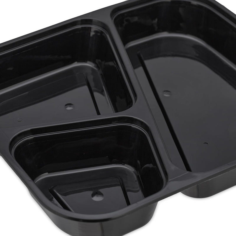 Laad afbeelding in Galerijviewer, Meal prep bakjes set van 24 met 3 vakken zwart
