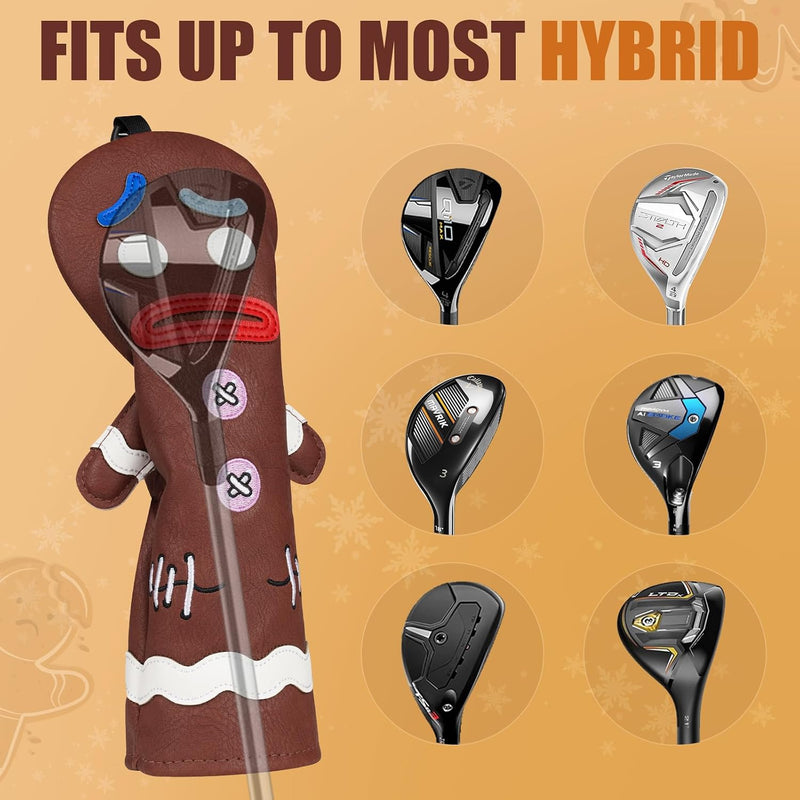 Załaduj obraz do przeglądarki galerii, Golfclub beschermhoes met grappig koekjesmonster ontwerp van kunstleer – driver headcover – golfdecoratie
