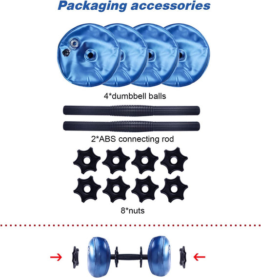 Verstelbare water dumbbells set 2-in-1 zwart