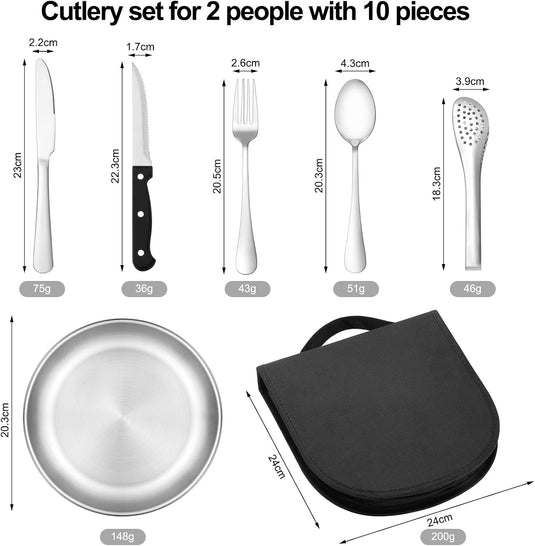 Campingservies set 10-delig voor 2 personen