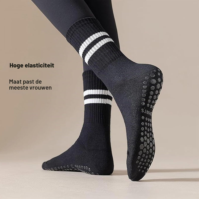 Carica immagine in Galleria Viewer, Antislip sokken dames 4 paar maat 35-40 met siliconen grip – yoga pilates trampoline sokken
