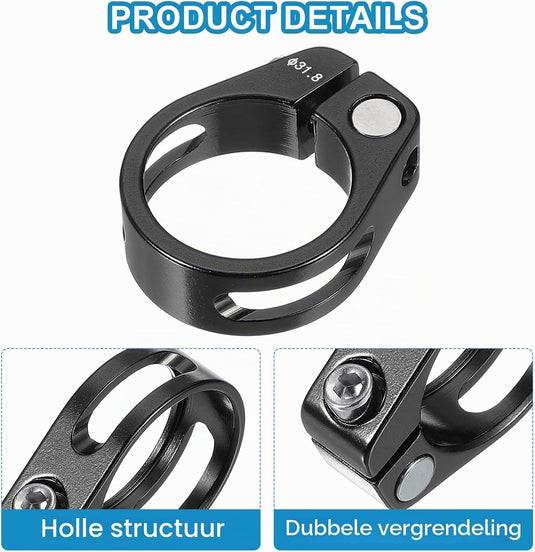 Fiets zadelpenklem 34,9 mm (2 stuks) - Aluminium zitbuis klem - Zadelpen klem mountainbike & racefiets