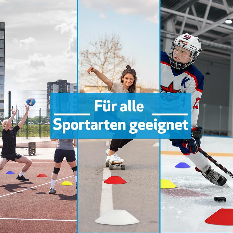 Laad afbeelding in Galerijviewer, Markeringsschijven 50 stuks in 5 kleuren met houder – trainingshoedjes – voetbal pionnen
