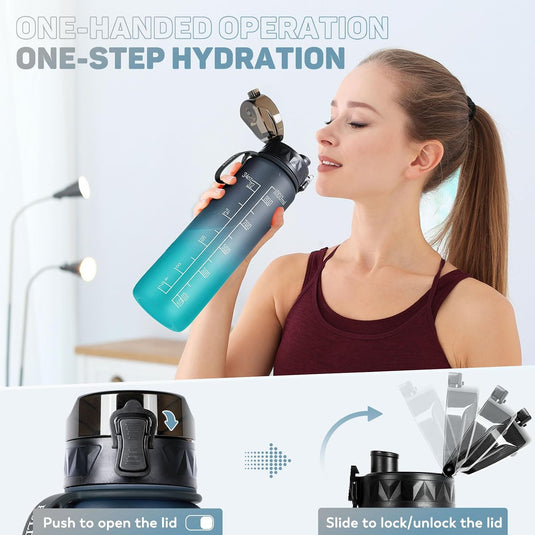 Drinkfles 1 liter BPA-vrij met antislip grip en lekvrije sluiting – waterfles – sportfles