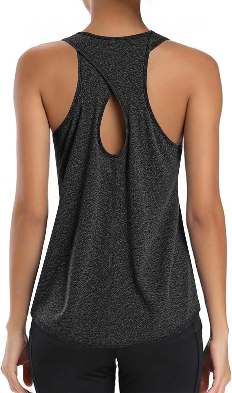 Chargez l'image dans la visionneuse de la galerie, Dames sporttop mouwloos sneldrogend met open rug – fitness top – yoga shirt
