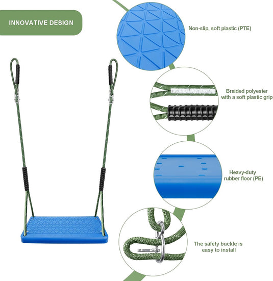 Kinderschommel met verstelbare touwen 130-200 cm tot 150 kg groen – schommelzitje – binnen en buiten