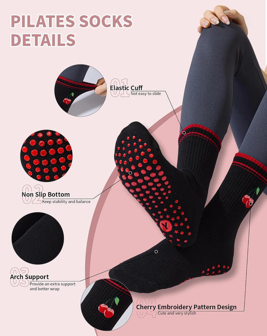 Pilates antislip sokken dames maat 36-40 met gripnoppen – yoga sokken – fitness sokken