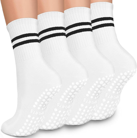 Antislip sokken dames 4 paar maat 35-40 met siliconen grip – yoga pilates trampoline sokken