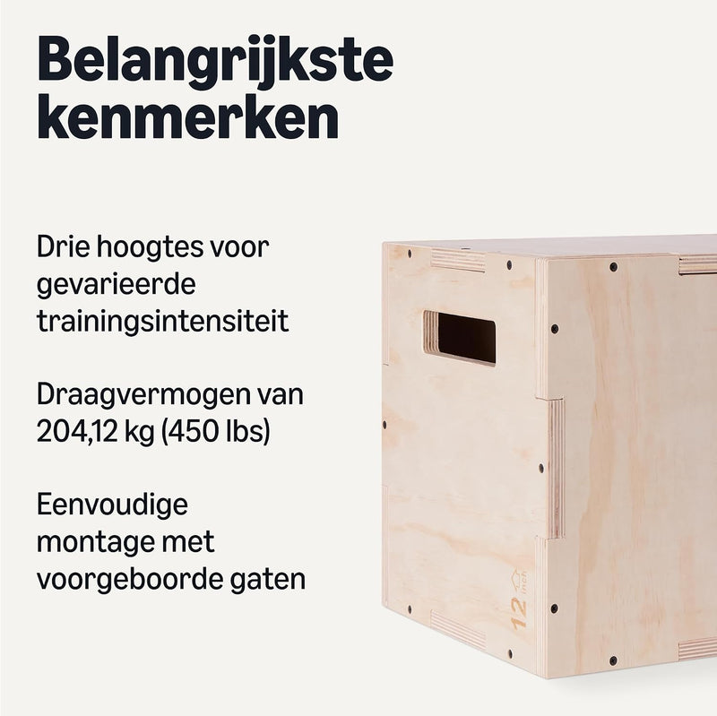 Laad afbeelding in Galerijviewer, Houten plyo box met 3 hoogtes tot 204 kg – jump box – plyometrische trainingsbox
