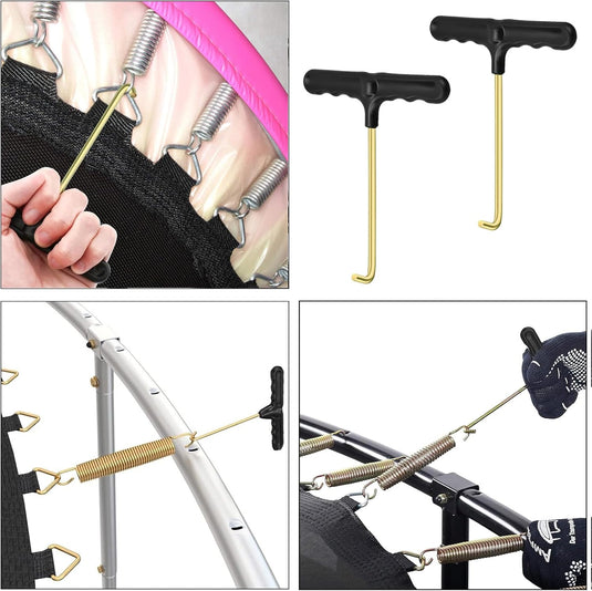 Trampoline veertrekkers 2 stuks met ergonomische T-handgreep – veerspanner – trampoline gereedschap